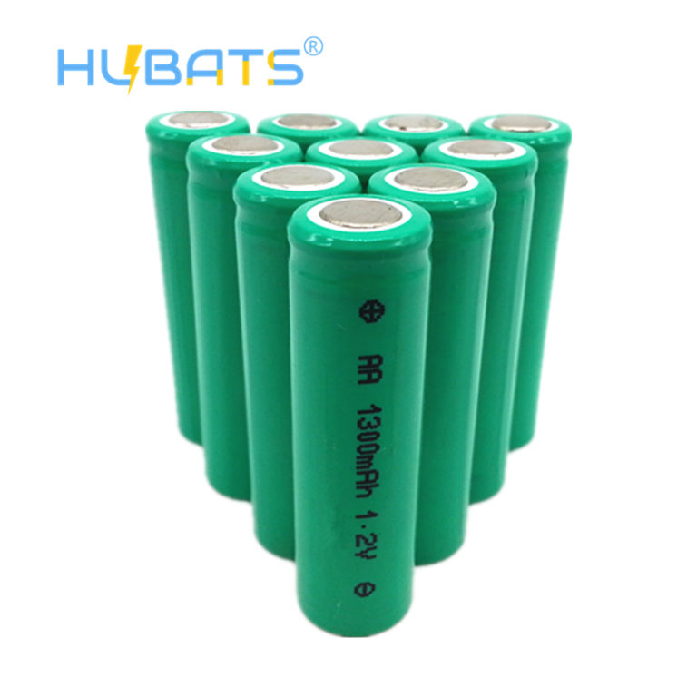 NiMH AA 1300mAh 1.2v flat top industrial rechargeable batteries Hubats