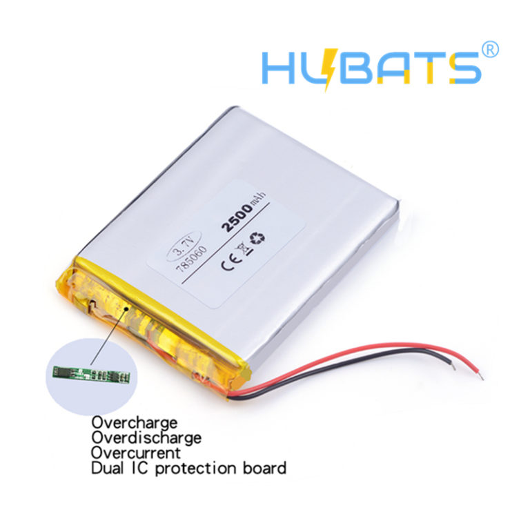 2500mAh 785060 3.7V Lithium polymer battery,battery for mobile power